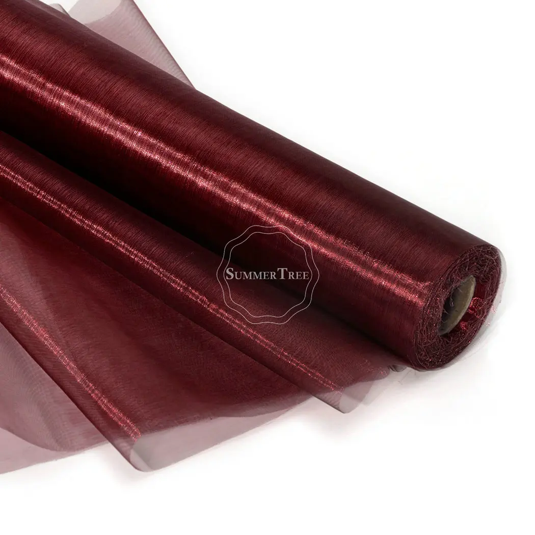 25 метров x 29 см круглая органза цвета Бургунди ткань сделай сам искусственный