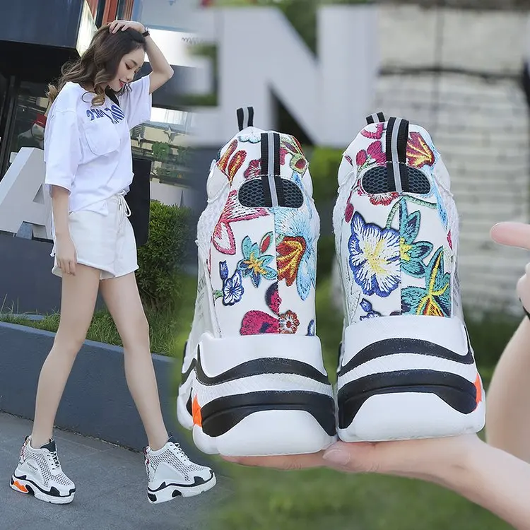 12 см высокие женские дышащие спортивные сетки кроссовки легкие на высокой