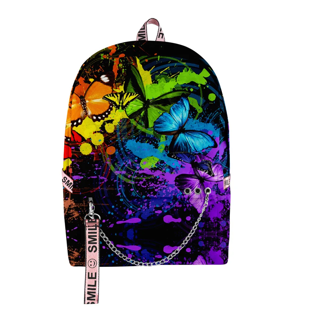 

2021 New School Bags Boys Girls butterfly Travel Bags 3D Oxford Waterproof Notebook butterfly multifunction Shoulder Backpacks