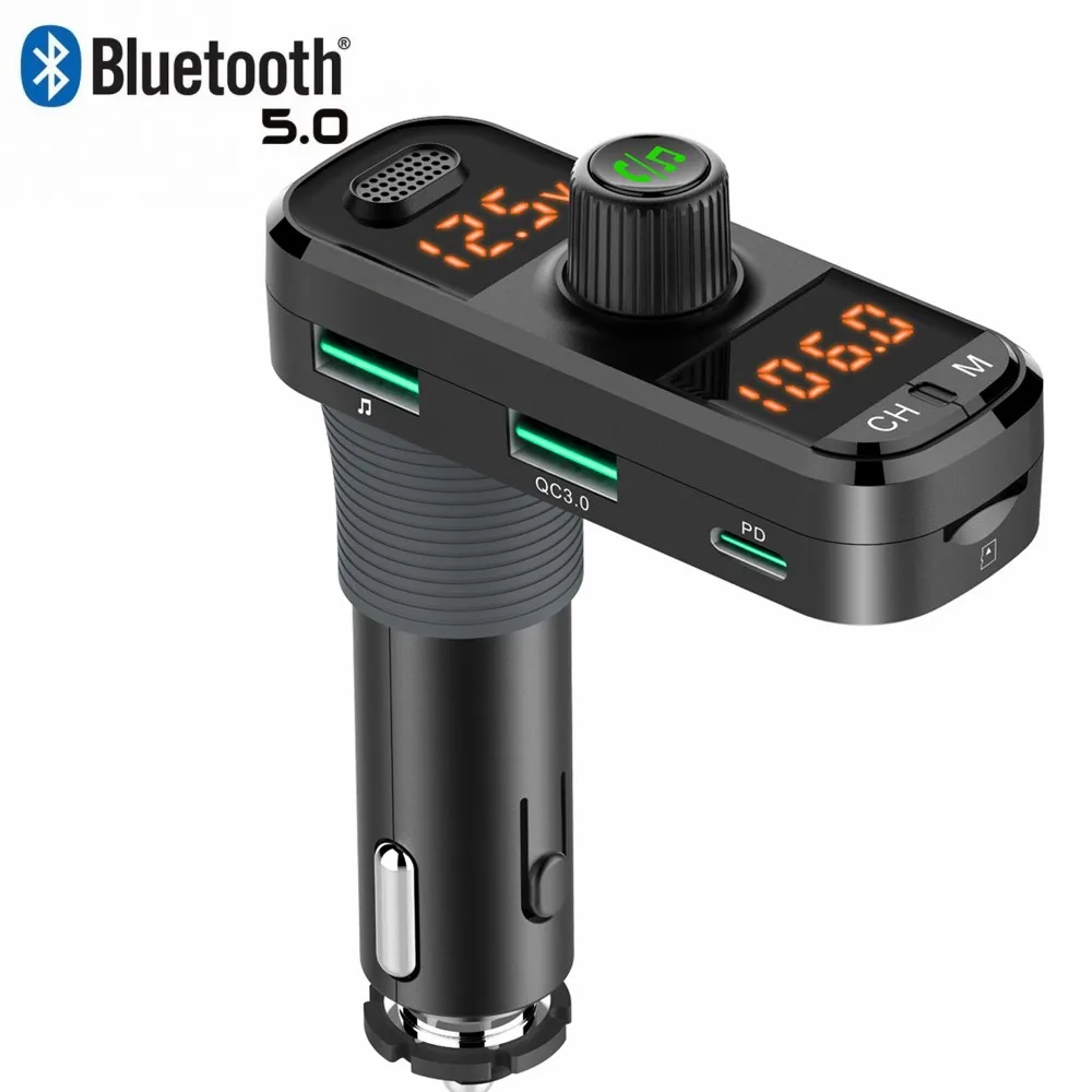 

Car FM Transmitter Wireless Bluetooth 5.0 Radio MP3 Player QC3.0+PD 3A USB Car Fast Charger Hands-free Call FM Modulator