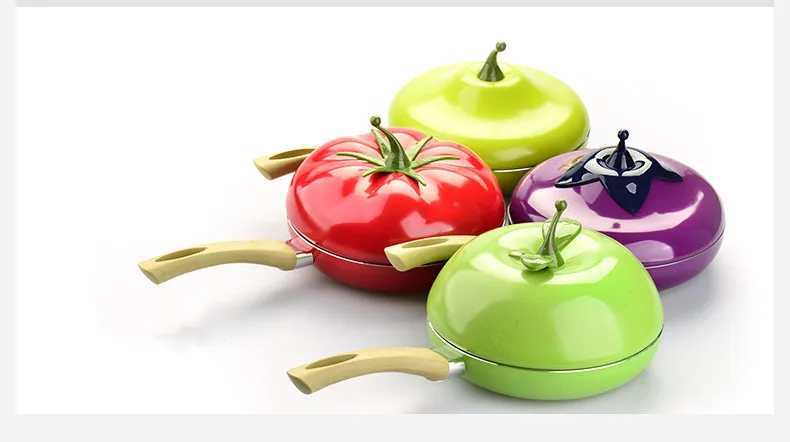 

Special Offer Green Apple Fruit Frying Pan Fried Steak Colour Saucepan Fried Eggs Smoke-free Non Stick with A Lid Free Shipping