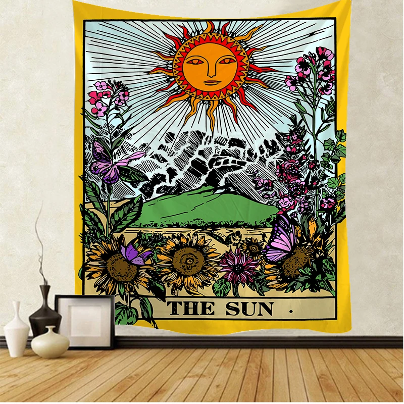 

FFO Tarot card the Sun Tapestry Mandala Tapestries Hippie Macrame Tapestry Wall Hanging Boho Decor Witchcraft Tapestry