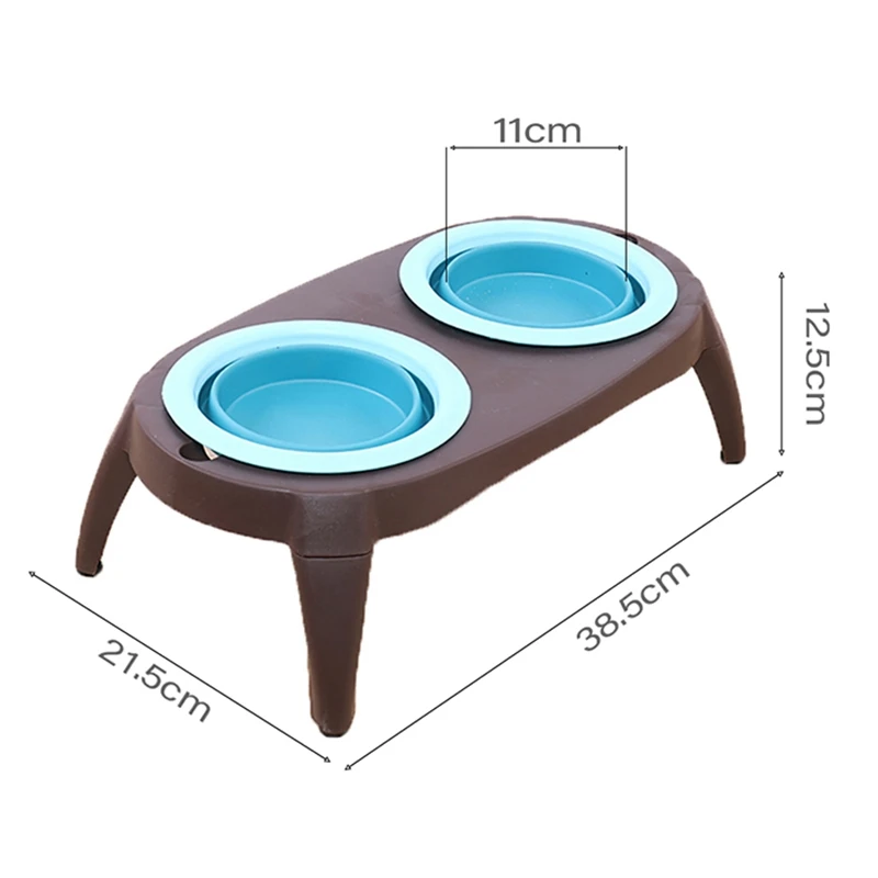 Складная двойная миска для собак с противоскользящим силиконовым ковриком