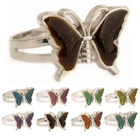 creative color changing butterfly rings for women trendy glitter powder different temperature control color rings party jewelry