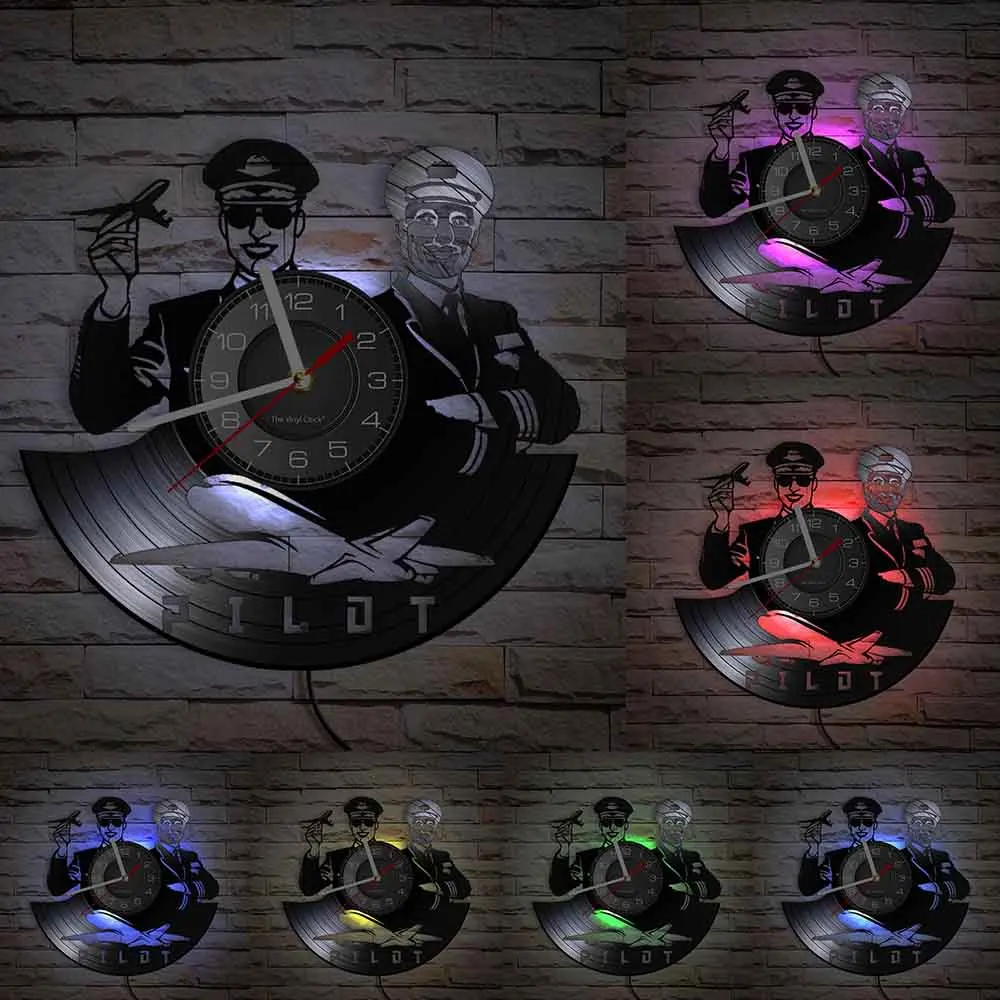 Настенные светящиеся часы авиакомандир виниловый альбом запись настенные