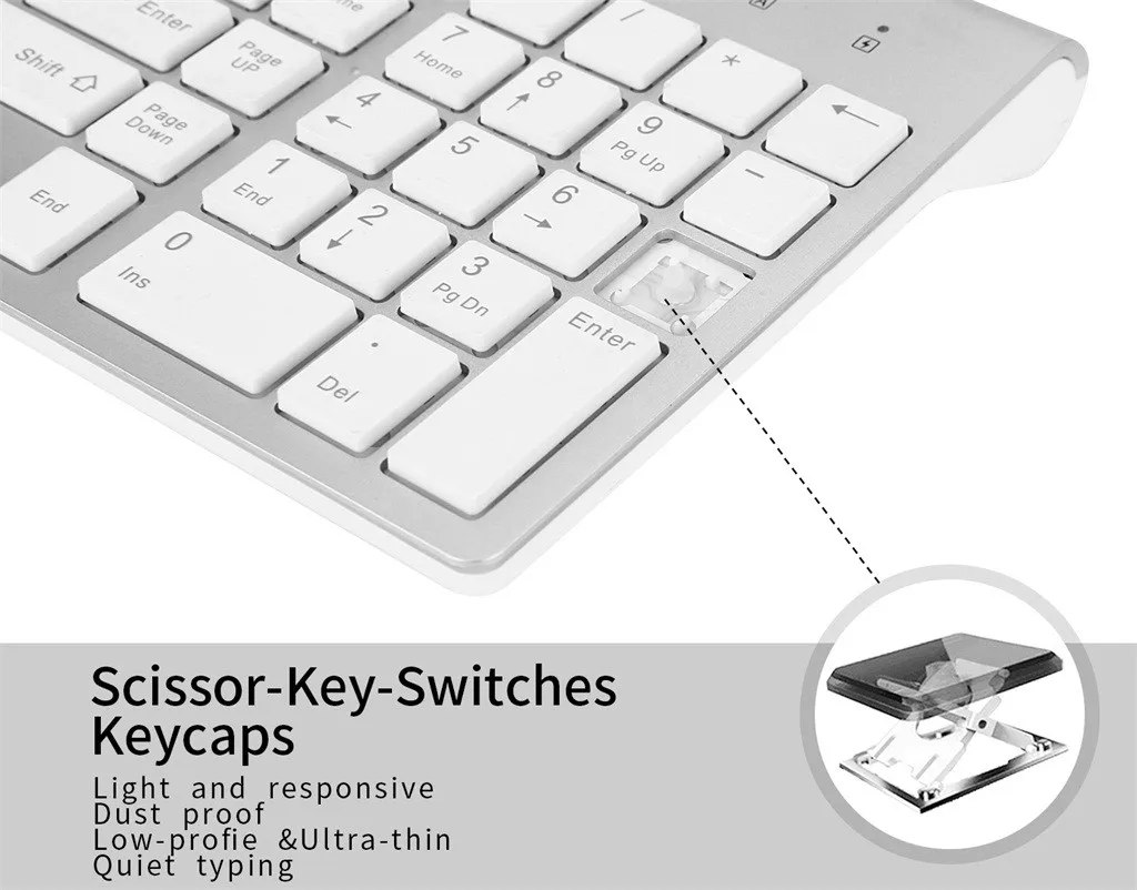 Ультратонкая Бесшумная мышь Mini 2 4 GH Беспроводная USB клавиатура бесшумная набор