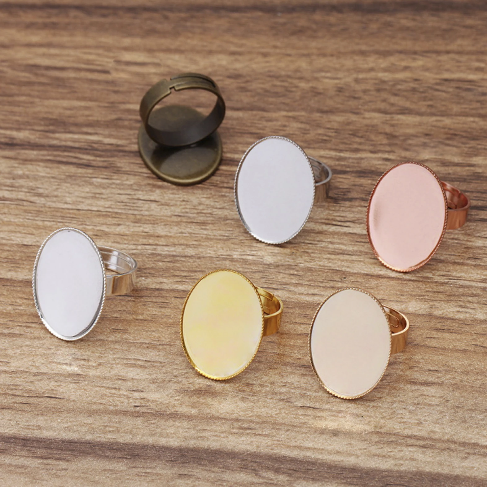 

10pcs/lot Sivler Plated Ring Base Bezels Cabochon 13x18mm/18x25mm Base Bezel Oval Cameo/Glass Flat back Cabochon Ring Settings B