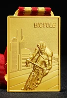 cycling competition medal bicycle championship medal universal metal gold and silver bronze 2021
