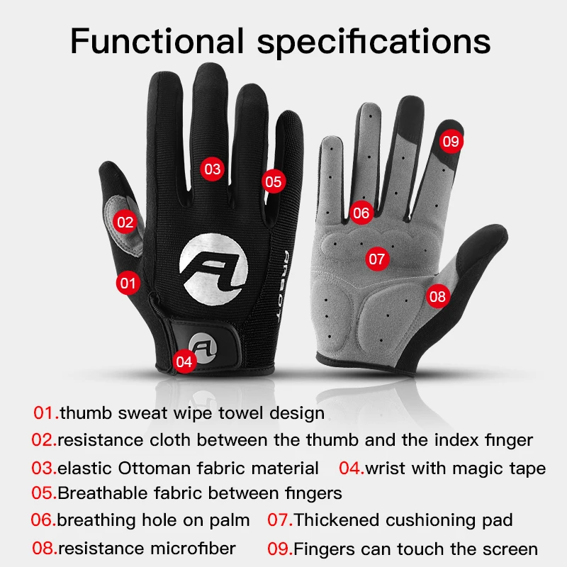 

Thickened Palm Pad Outdoor Sports Non-slip Breathable Fitness Cycling Full Finger Bicycle Touch Screen Unisex Daily Gloves