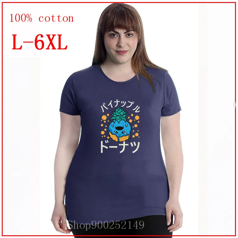 Kawaii ананас пончик рукав топы оверсайз 4XL 5XL 6XL одежда 100% хлопок Графический