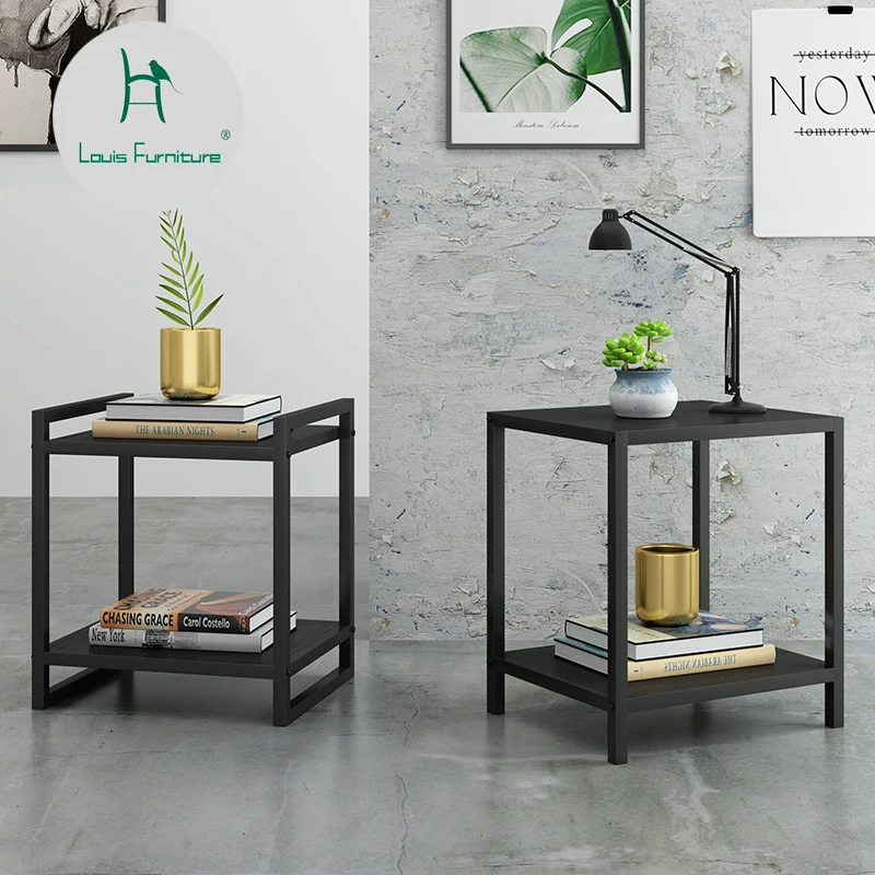 Луи Мода тумбочка прикроватный столик из кованого железа Краска шкафчик для