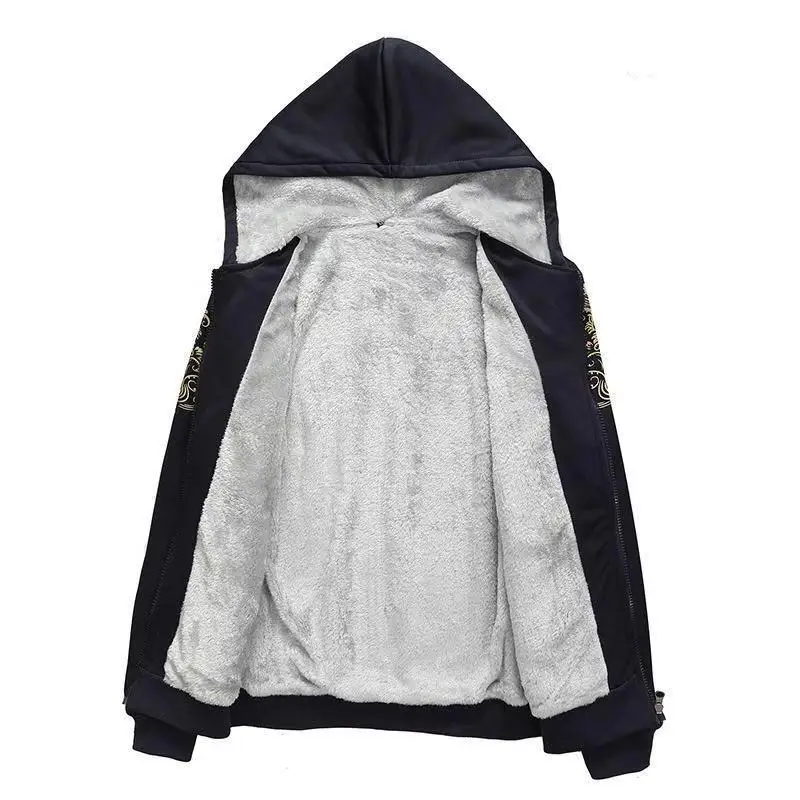 

New Winter Thick Men Sports Suit Tracksuit Hooded Sportswear Zipper Cardigan Hooded+Elastic Pants Casual Fleece Warm Sets