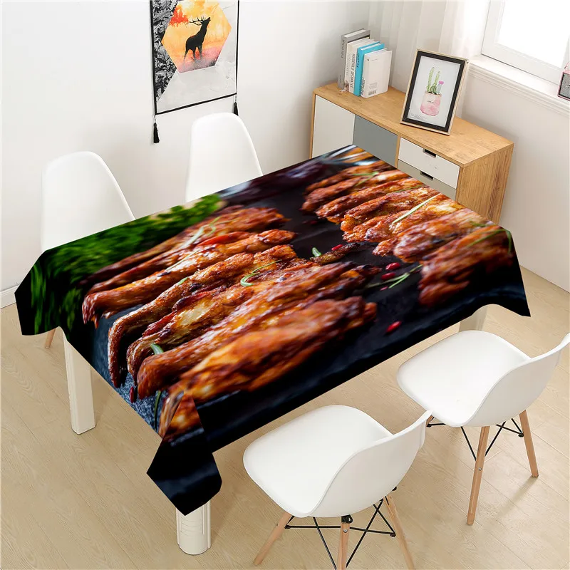 

Delicious Food Tablecloth polyester Hotel Picnic Table Rectangular Table Covers Home Dining Tea Table Decoration