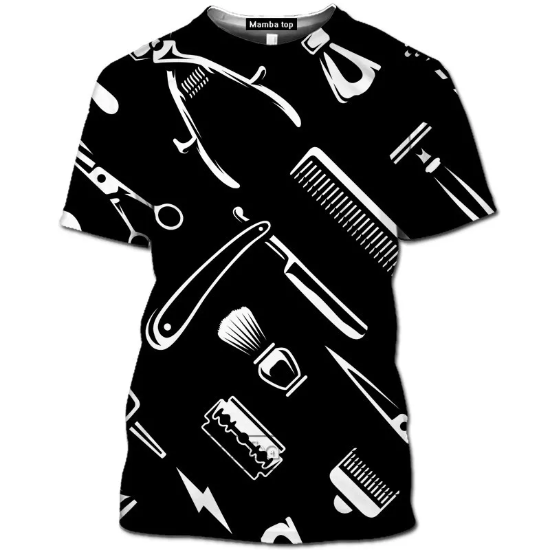 

2021 Hot Selling Hot Barber Scissors T-shirt Men's 3D Anime Harajuku T-shirt Summer Fashion Streetwear