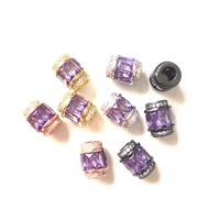 10pcs 9 5x12mm clear purple zirconia paved big hole spacers beads women jewelry necklace bracelet making handmade diy accessory