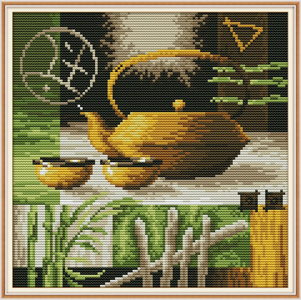 Чайник и чайная чашка DMC подсчитанные китайские наборы для вышивки крестиком