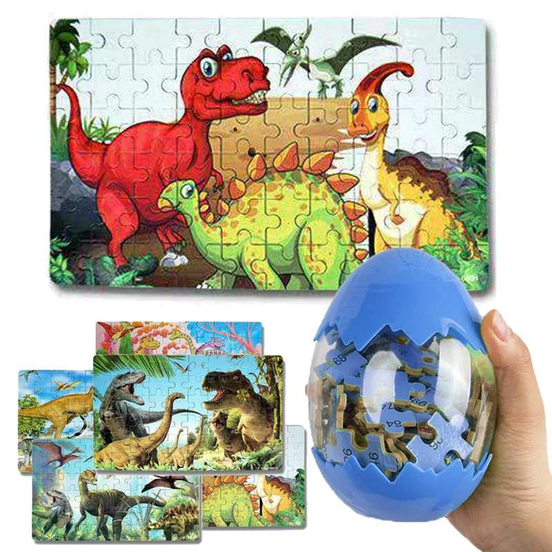 

60 шт., деревянные пазлы-Динозавры, игрушки, большое яйцо динозавра, упаковка, пазл, доска с животными, 3D пазлы, Обучающие игрушки, подарки для ...