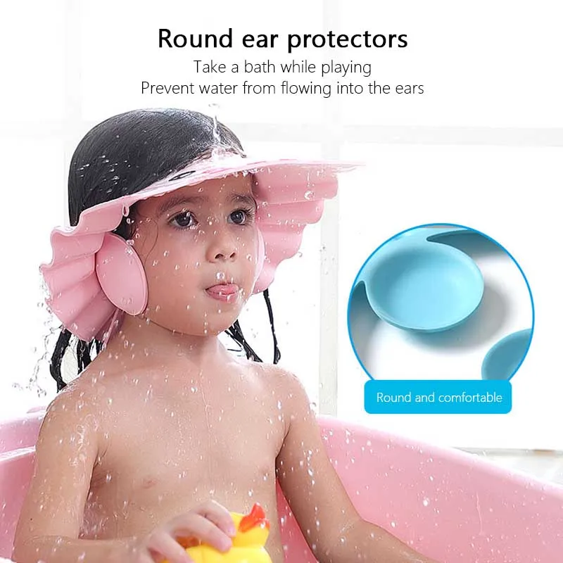 

Brand New Baby Children Kids Safe Shampoo Bath Bathing Shower Cap Wash Hair Shield Adjustable Elastic Shampoo Cap