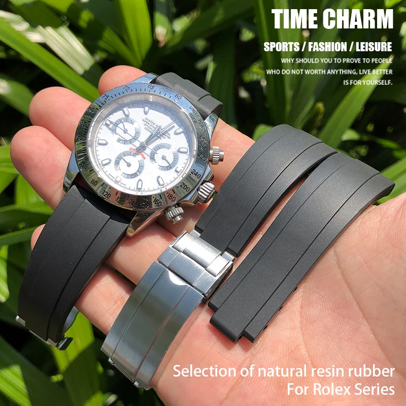 Ремешок силиконовый для часов резиновый черный синий зеленый браслет Rolex GMT OYSTERFLEX