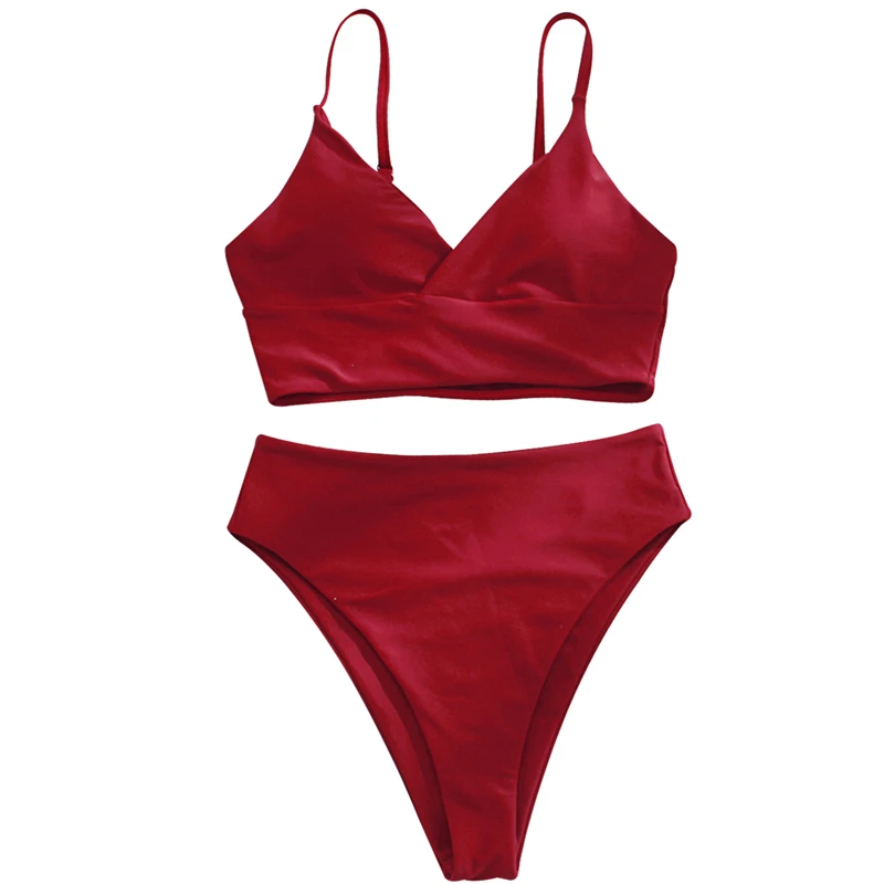 

New Solid Bikini 2021 Set Women Swimwear Two Piece Plain Multiple Styles Sling High Waist Body Swimsuit Bathing Suit Beachwear
