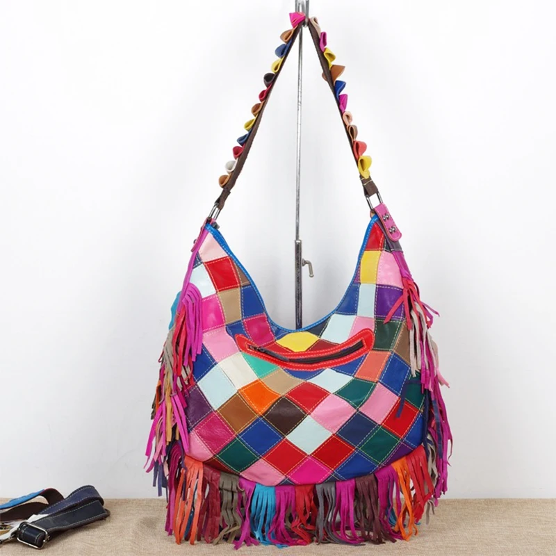 

HAWSON Boho Tassel Colorful Handbags Women Bags Luxury Leather Handbag Ladies Party Tote Shoulder Bags Sac A Main 2020