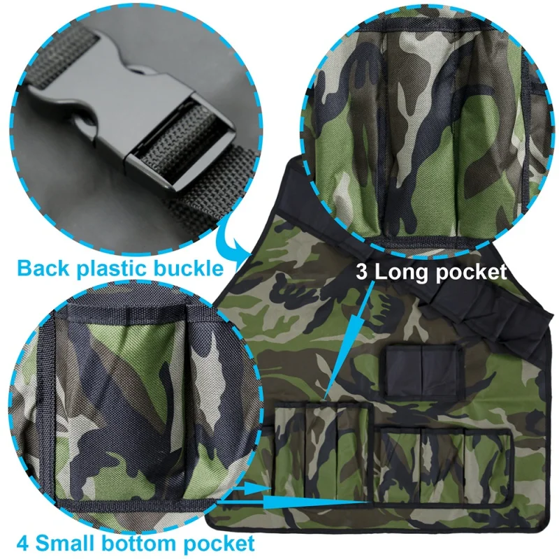 

Camouflage Outdoor Barbecue Picnic Apron Multifunction Waterproof BBQ Grill Beer Condiment Holder Multi-pocket Utensil Accessory