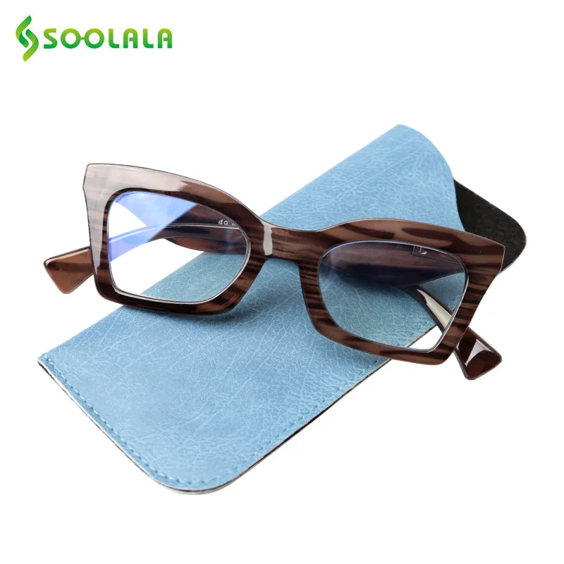 SOOLALA Anti Blue Light Blocking Reading Glasses Tinted Eyewear Butterfly Cateye Prescription Reading Glasses 0.5 1.25 1.75