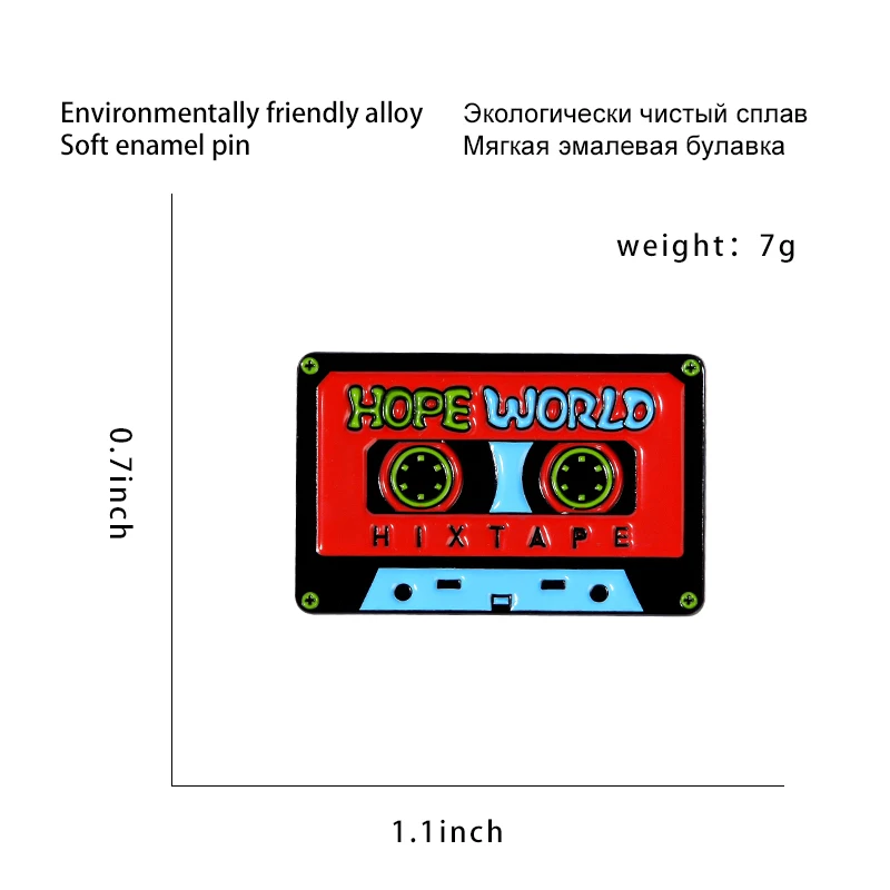 

Nostalgic Jewelry Gift For Kids Vintage Tape Enamel Pin Custom 90's Song Pop Music Brooches For Shirt Lapel Backpack Badge