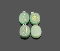 natural green aventurine reiki amulet pendulum healing master prop chakra four element symbol energy stone pendant necklace