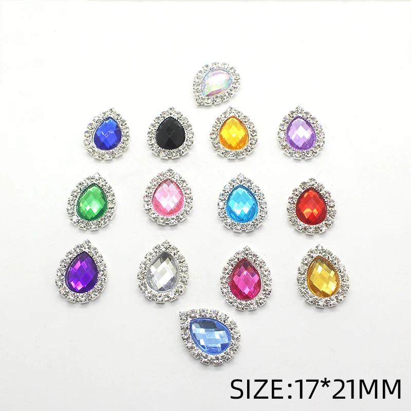 10 шт/Лот 17*21 мм металлическая Капля воды rhinestoneMaterial акриловый материал MixDIY одежда