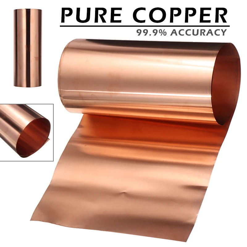 1Pcs 0.1mm Thicknes Copper Sheet Roll 99.9% High Purity Pure Copper Cu Metal Sheet Foil Plate 200 x1000mm