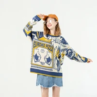 atsunny hip hop knitted sweater american harajuku retro casual cartoon sweaters streetwear autumn and winter clothes pullover