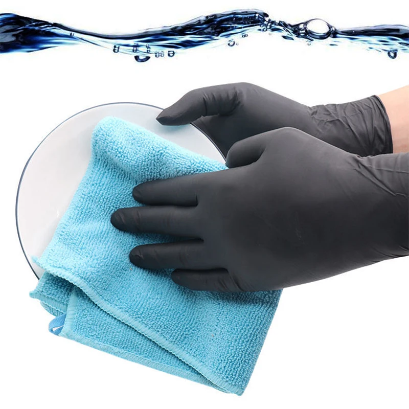 

Одноразовые нитриловые перчатки 100 шт., ручная уборка, для кухни, лаборатории, защитные латексные перчатки водостойкая пудра бесплатно