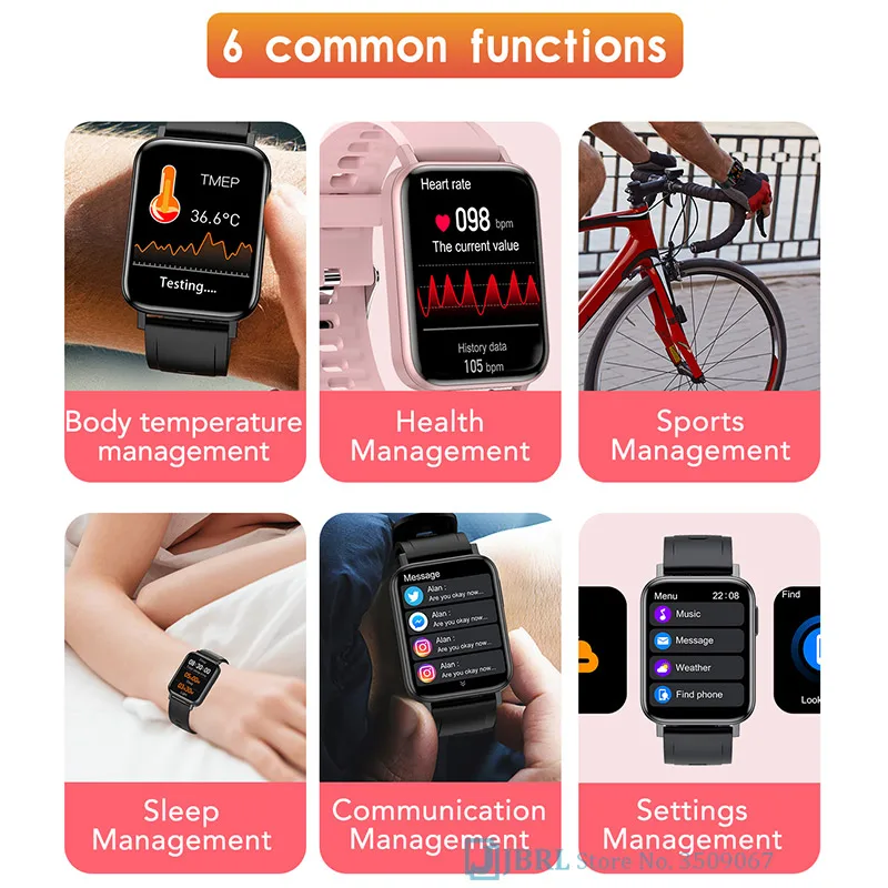 

Temperature Smart Watch 2021 Women Men Full Touch Smartwatch Fitness Tracker Sports Bluetooth Waterproof Clock for Android IOS