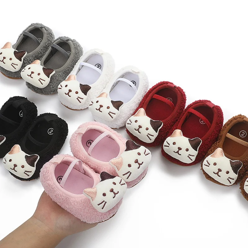 Модная обувь для маленьких мальчиков и девочек с милым котом нескользящая