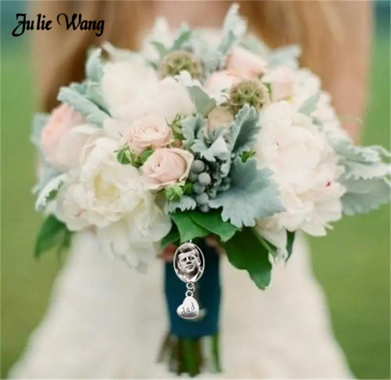 Джули Ван сплав Овальный Свадебный букет фото очарование серебряный цвет