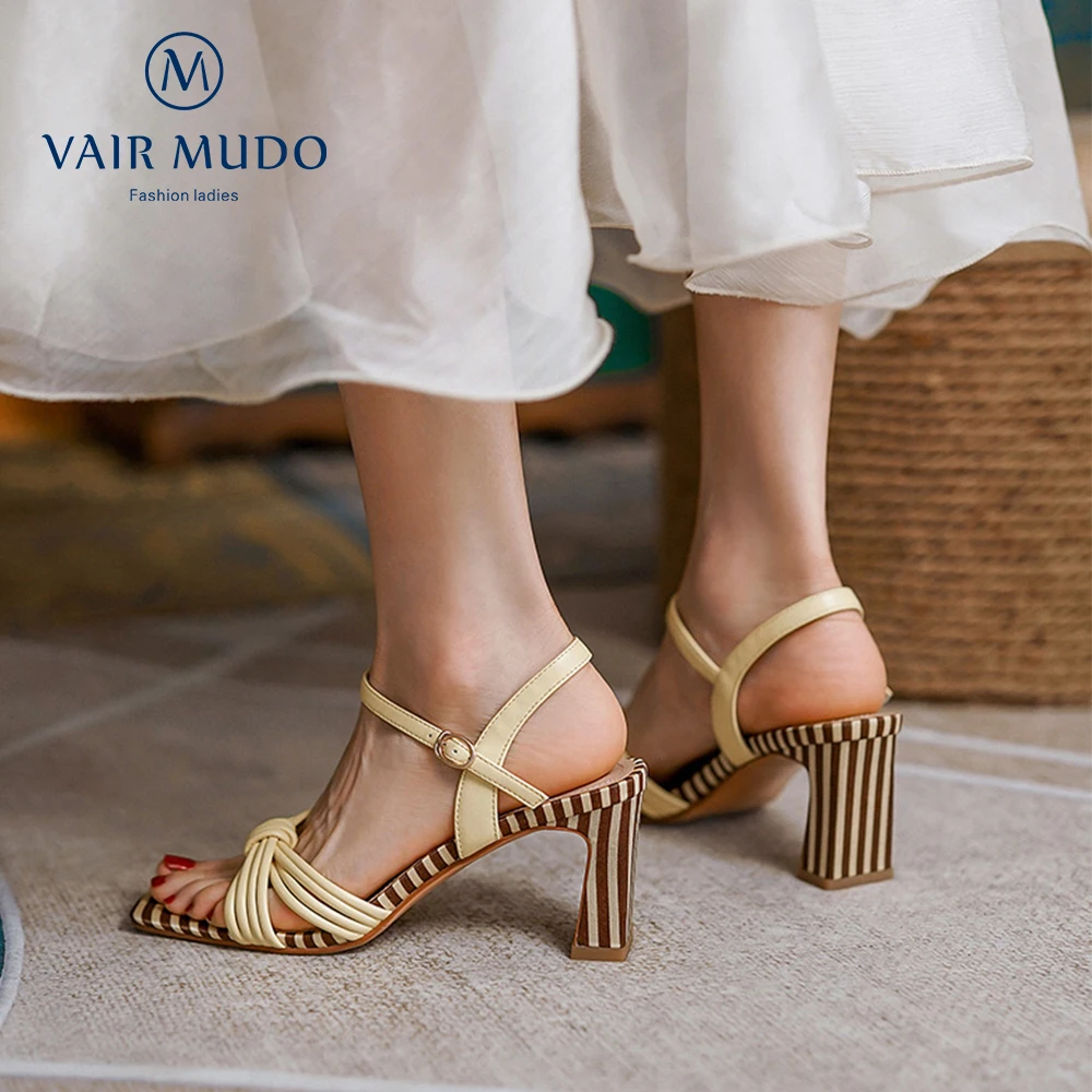 

VAIR MUDO Women Sandals Shoes HIgh Heels Elegant Fashion Office & Career Buckle Strap Sewing Buckle Strap Fashion Shoes LX179L