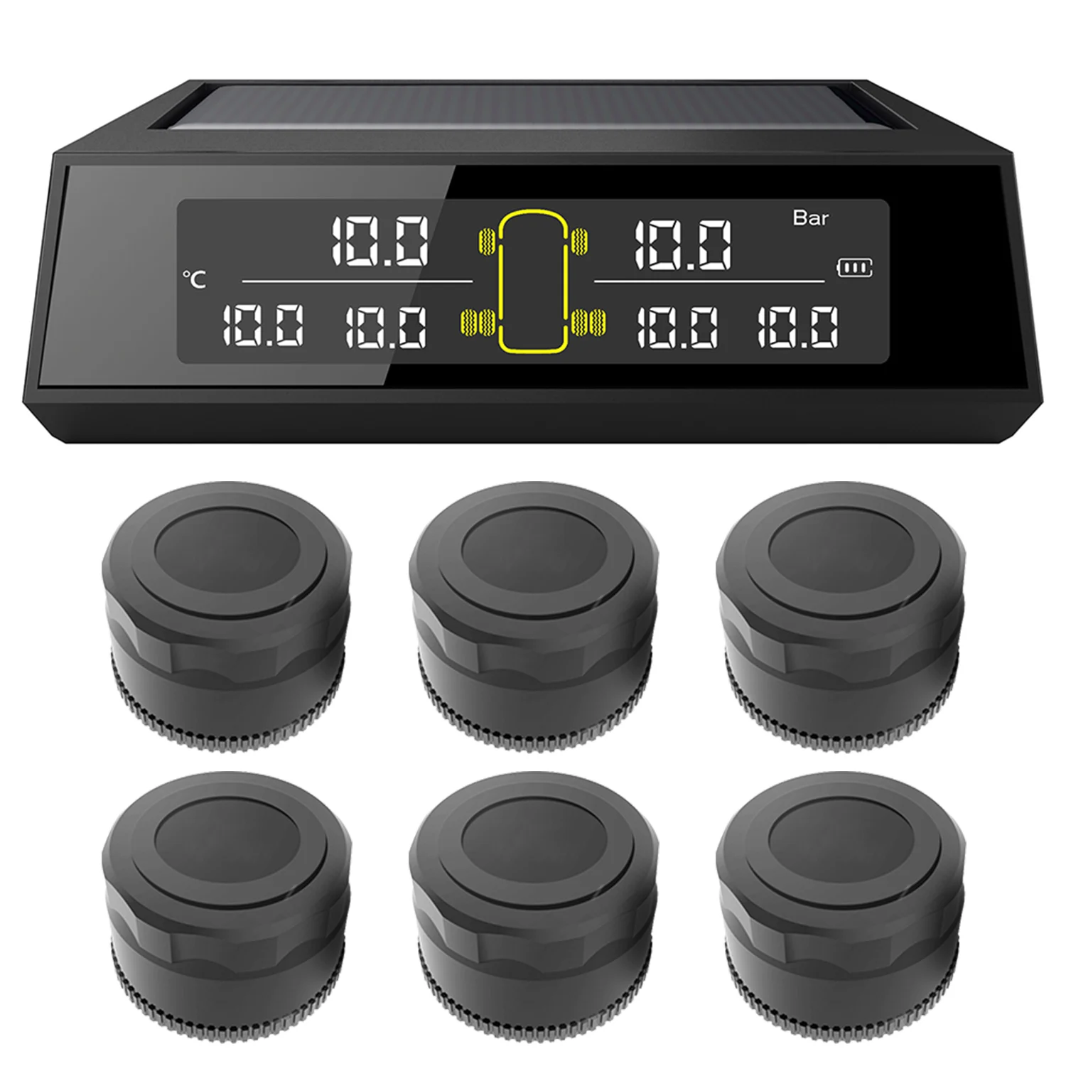 Беспроводная система контроля давления в шинах на солнечной энергии TPMS 6 внешних