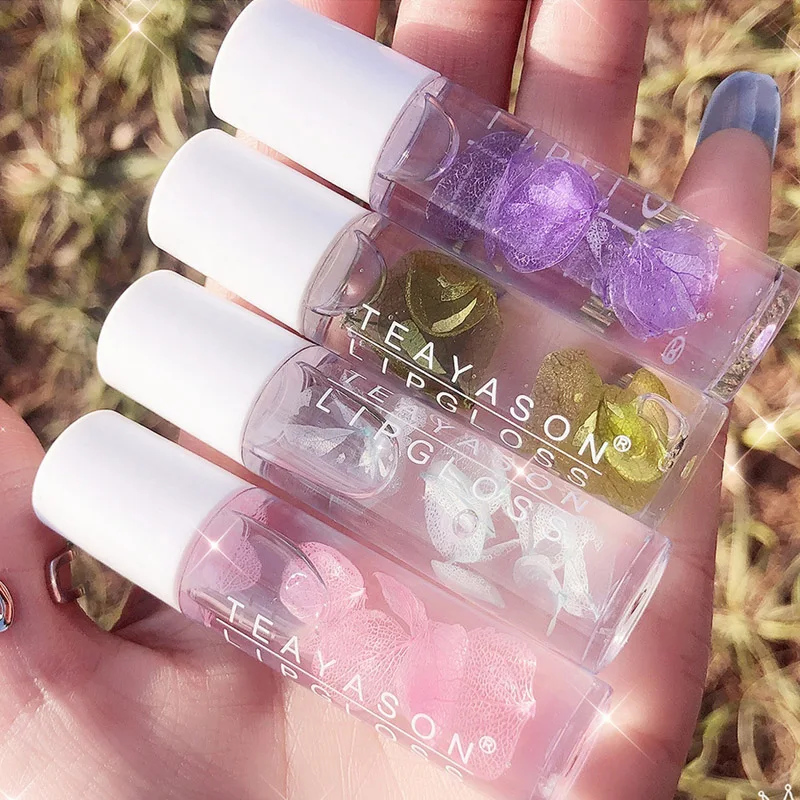 

Crystal Petal Lip Oil Long Lasting Nourishing Lipstick Transparent Floral Lip Balm Moisturizing Colorless Lip Gloss Lips Makeup