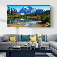 landscape oil painting autumn lake water snow mountain art canvas painting living room corridor office home decoration mural