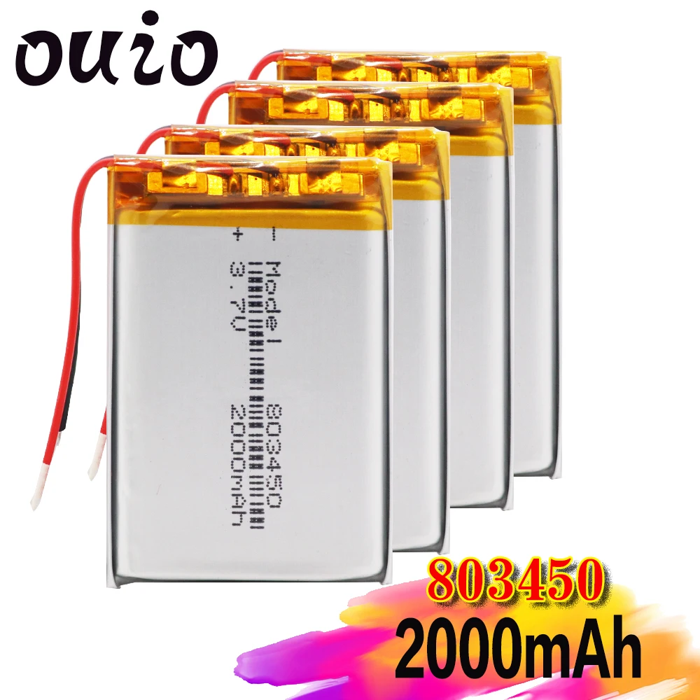 Перезаряжаемые 2000mAh Li Po Батарея 803450 литий полимерный ионный Lipo Клетки для MP3 MP4