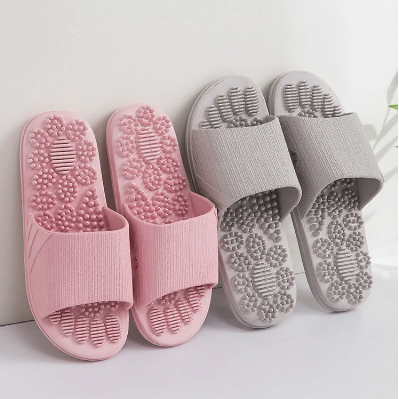 

Summer Slippers 2020 Indoor Non-slip Massage Shoes Unisex Solid Soft Bottom Couple Slippers Home Sandals Men Massage Point