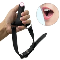 dildo gag adjustable silicone lockable ball for bdsm games penis mouth gag sm cock adult sex toys harness bondage restraints