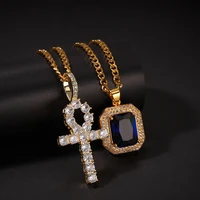 2pcs a set anka anha cross big cz iced out bling bling pendantnecklace mirco pave prong for men hip hop jewelry bp028