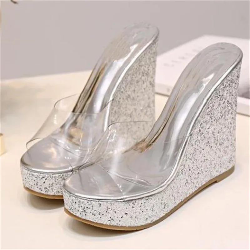 Сандалии женские на высоком каблуке босоножки с блестками водонепроницаемая