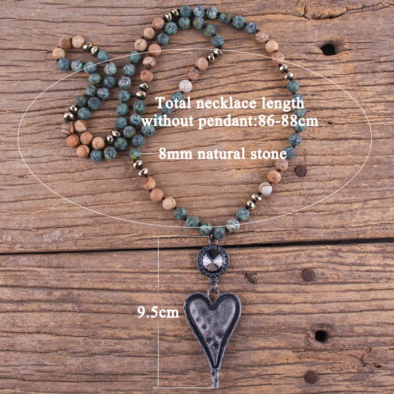 MOODPC модные богемные этнические ювелирные изделия каменная длинная цепь с узлом