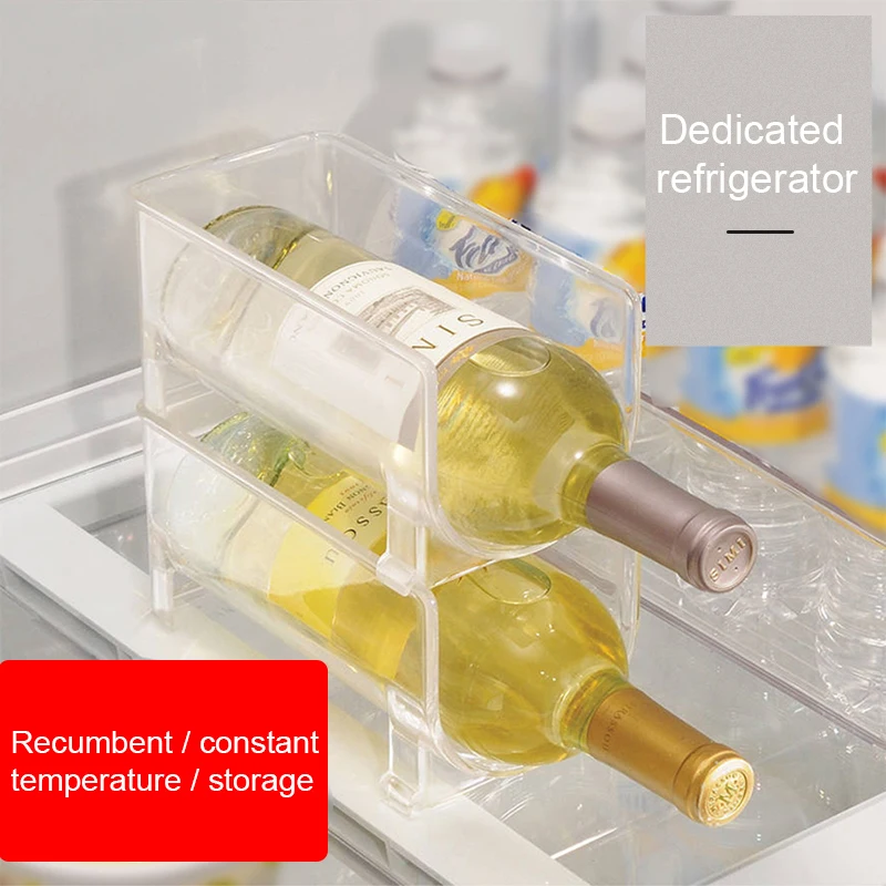4Pack Refrigerator Organizer Kitchen Bottle Storage Rack Stackable Wine Holder Bottles Display Shelf Fridge | Дом и сад