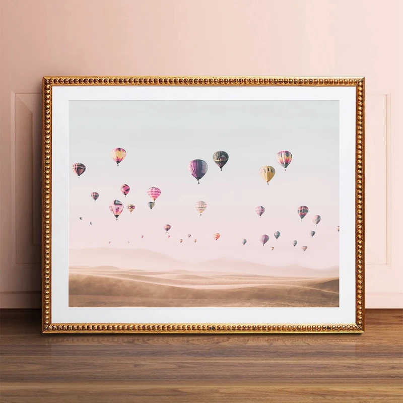 

Flying Hot Air Balloon Wall Art Home Decor Boho Desert Landscape Posters Canvas Paintings For Living Room Nursery