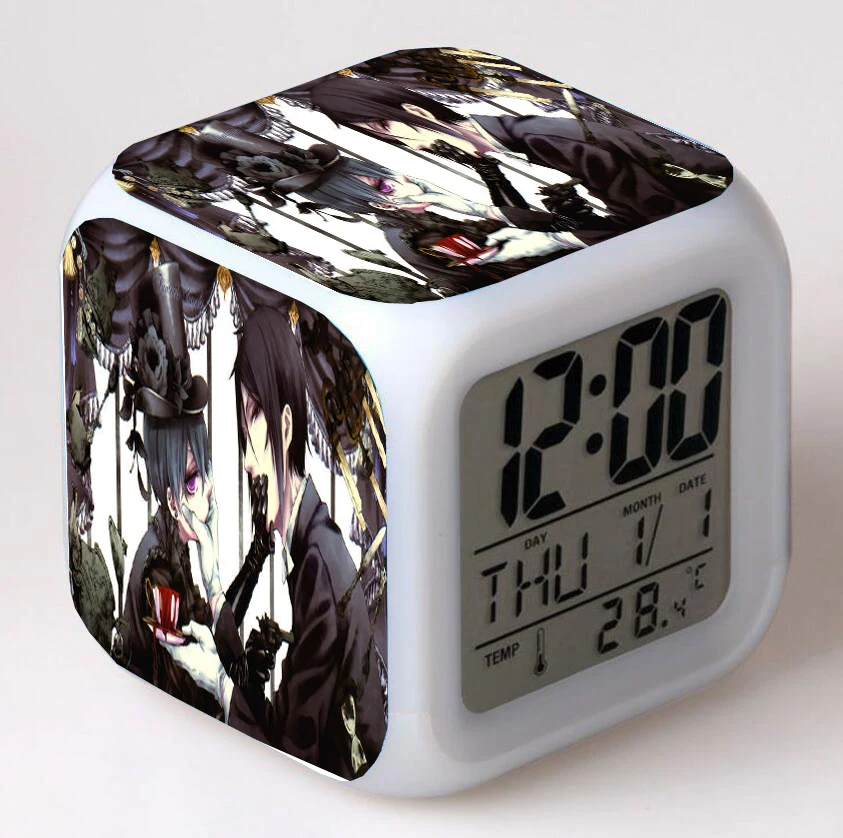 

Anime Black Butler LED 7 Color Flash Digital Alarm Clocks Night Light Bedroom Desk Clock Alarm-Clock seven colors