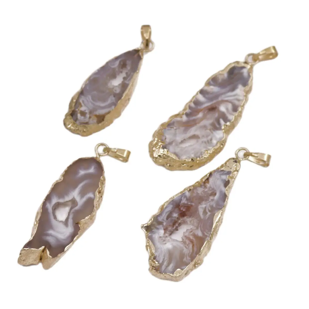 Партия 4 шт. подвески из серого агата 35-45 мм |